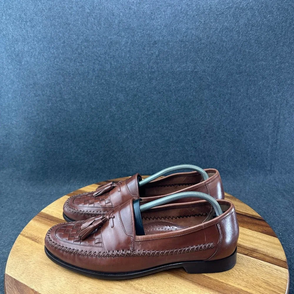 GH Bass & Co Mens 11.5 M Weejuns Larkin Woven Moc Toe Bellagio Loafers Brown